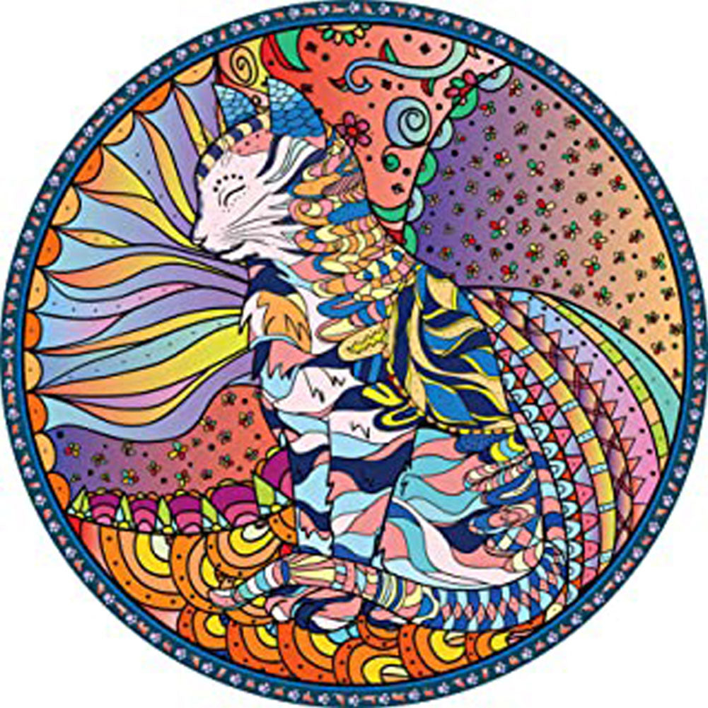 Cat Circle Pattern - Full Round Drill Diamond Painting 40*40CM