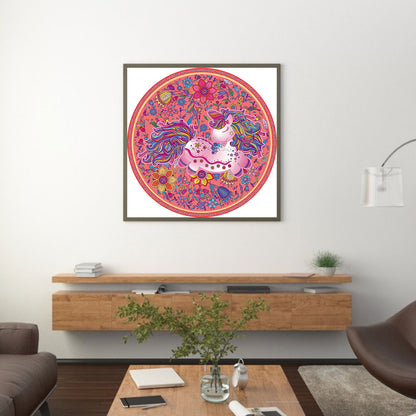 Unicorn Circle Pattern - Full Round Drill Diamond Painting 40*40CM