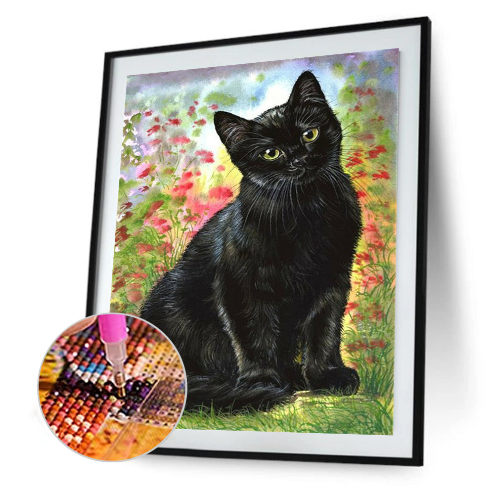 Black Cat - Full Round Drill Diamond Painting 30*40CM