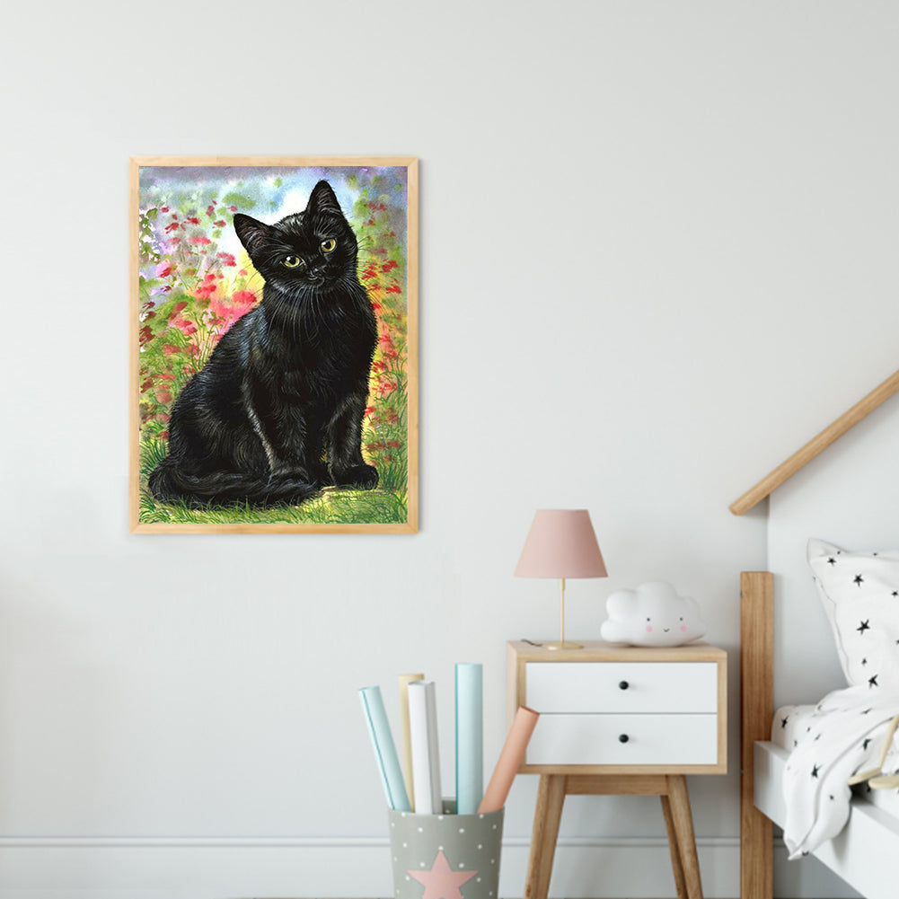 Black Cat - Full Round Drill Diamond Painting 30*40CM