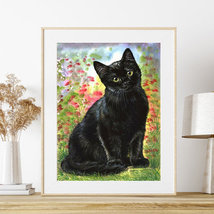 Black Cat - Full Round Drill Diamond Painting 30*40CM