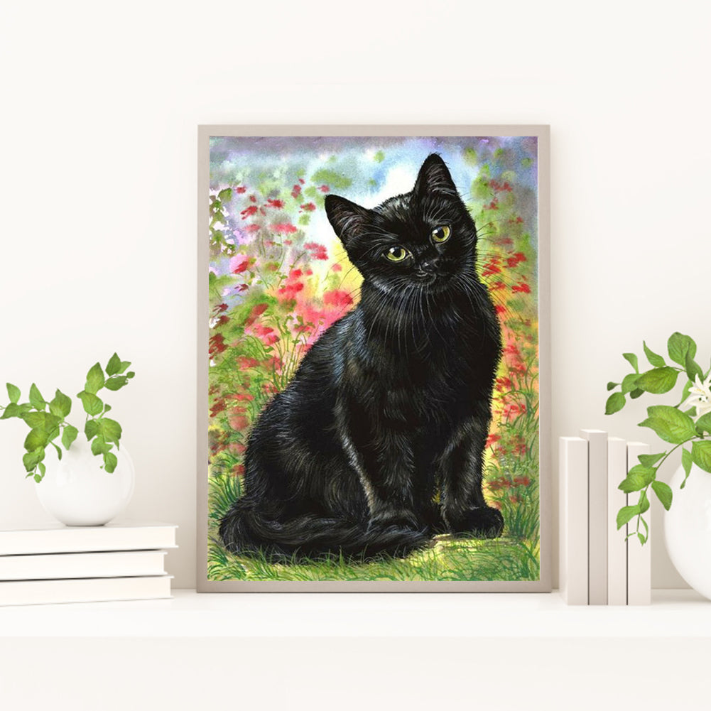 Black Cat - Full Round Drill Diamond Painting 30*40CM