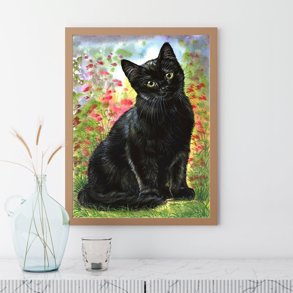 Black Cat - Full Round Drill Diamond Painting 30*40CM