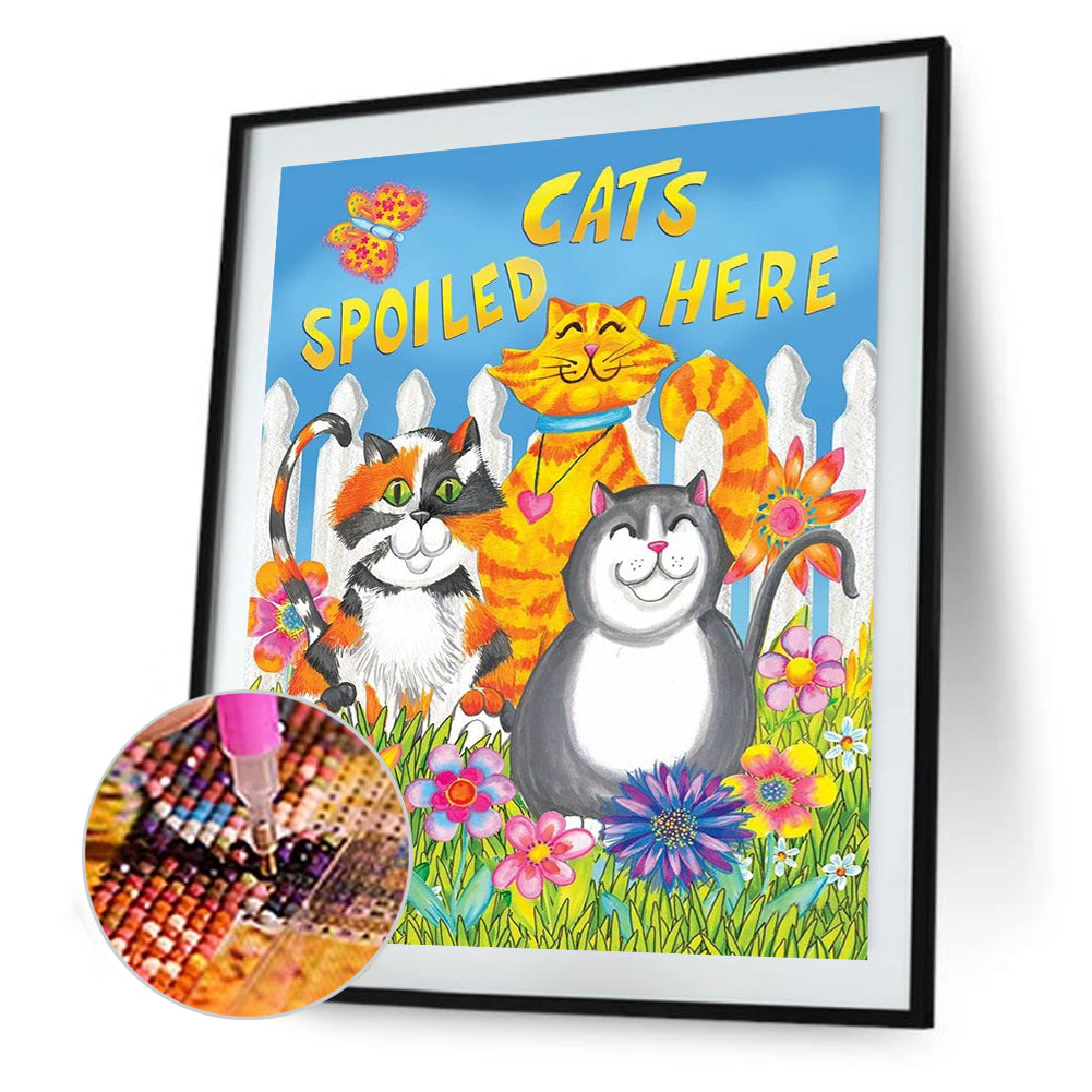 Cat - Full Round Drill Diamond Painting 30*40CM