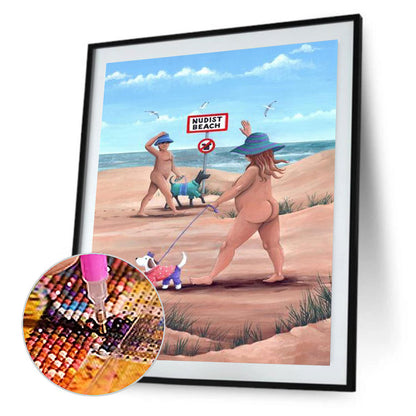 Couple Seaside Vacation - Full Round Drill Diamond Painting 30*40CM