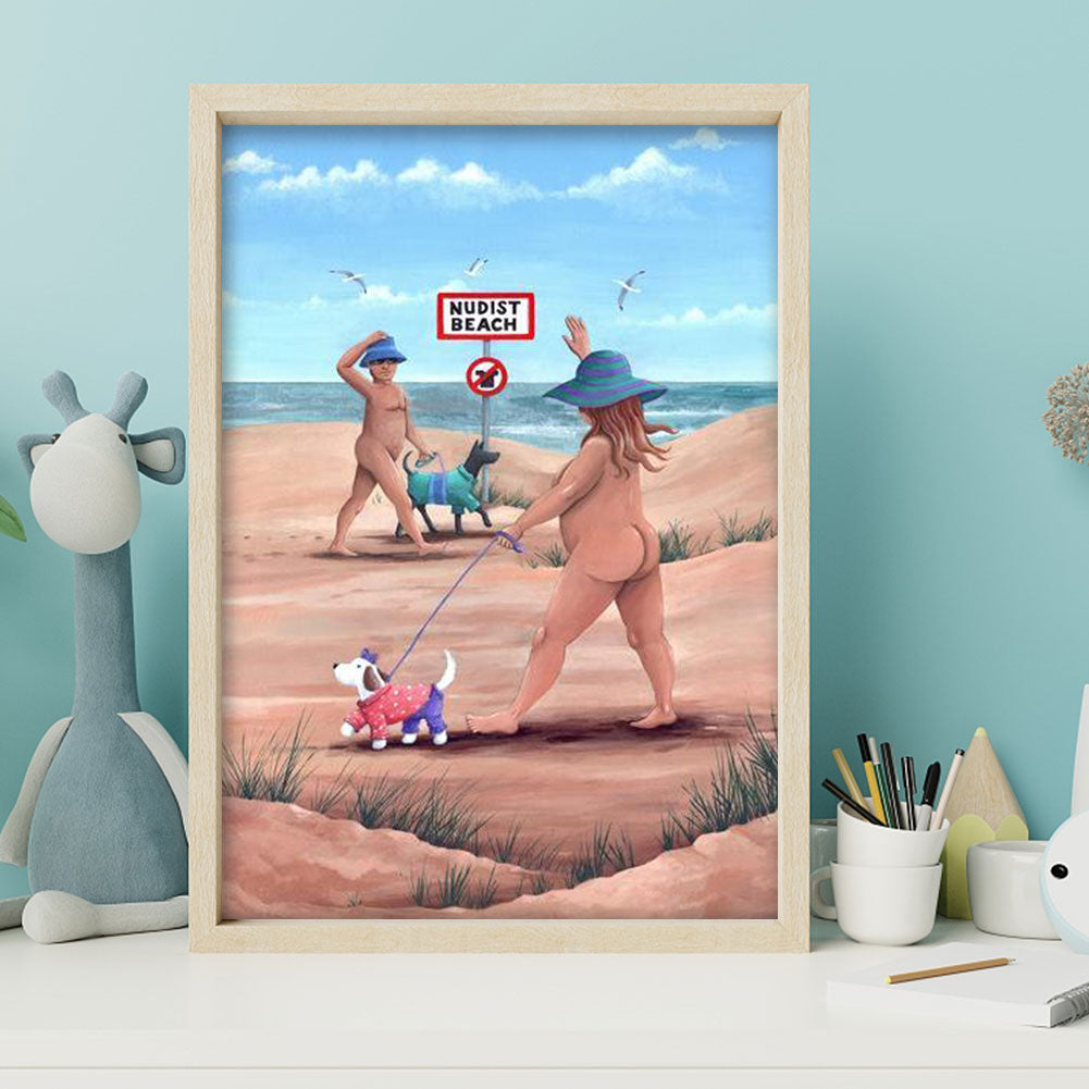 Couple Seaside Vacation - Full Round Drill Diamond Painting 30*40CM