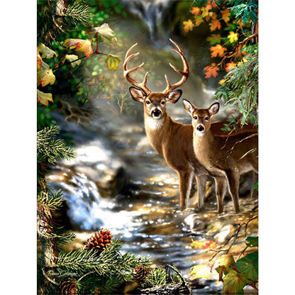 Deer In The Forest - Full Square Drill Diamond Painting 30*40CM