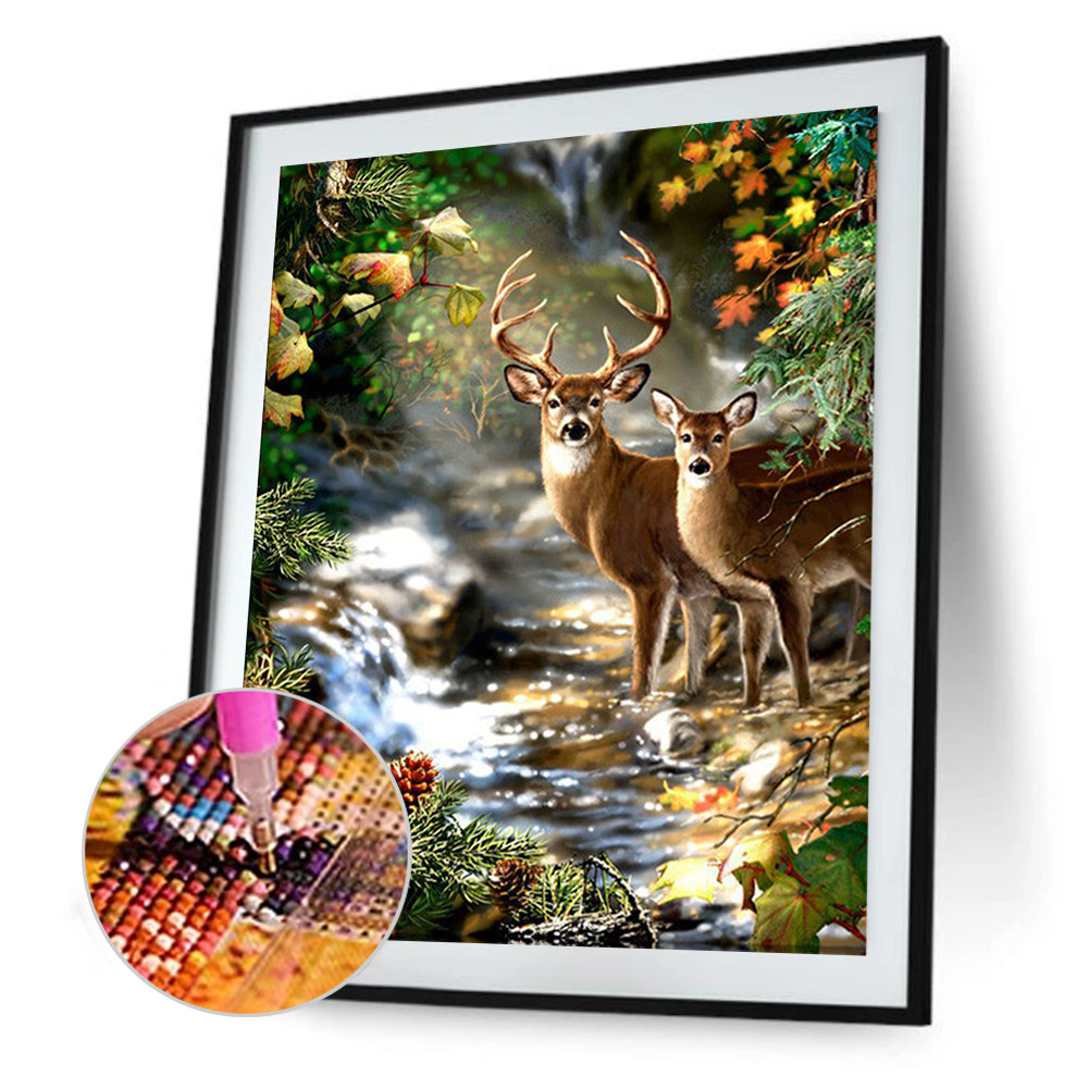 Deer In The Forest - Full Square Drill Diamond Painting 30*40CM