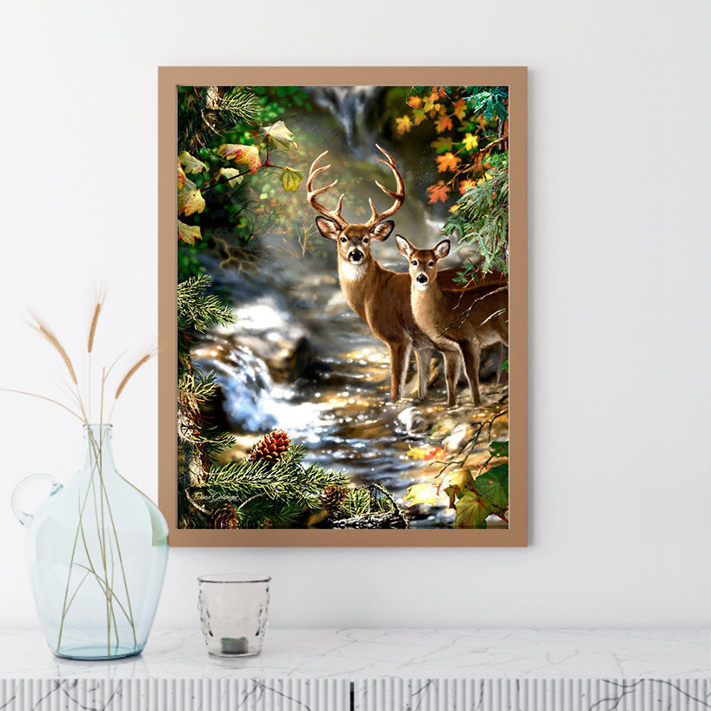 Deer In The Forest - Full Square Drill Diamond Painting 30*40CM