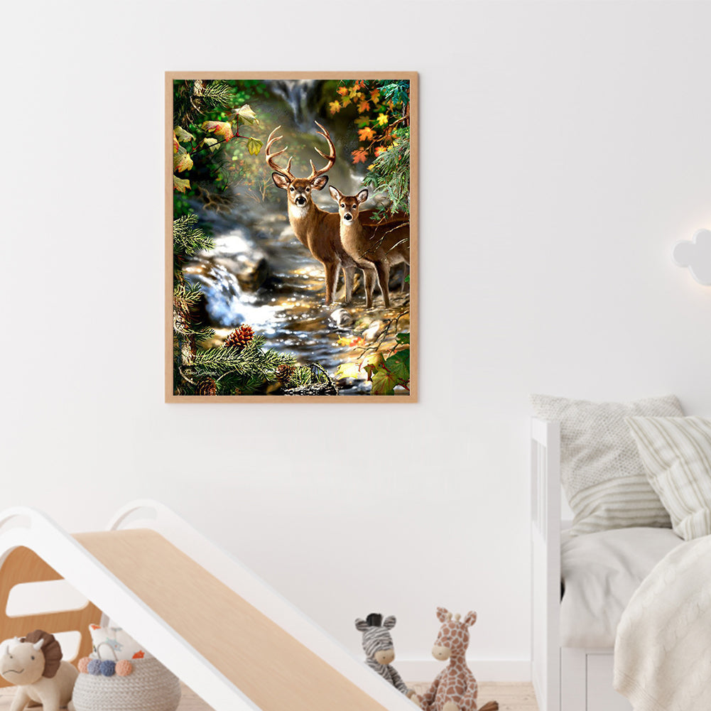 Deer In The Forest - Full Square Drill Diamond Painting 30*40CM