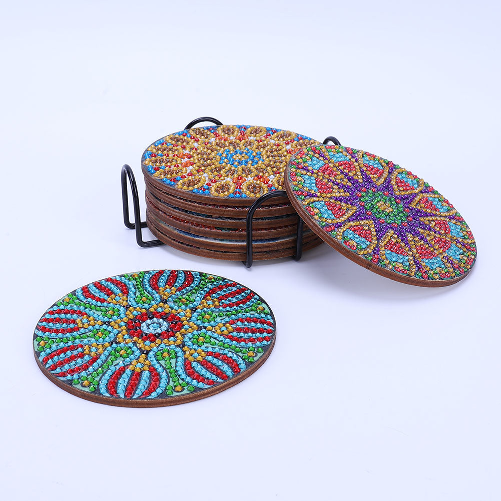 8pcs 5D DIY Diamond Painting Mandala Round Coaster Cup Pad Table Placemat