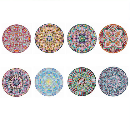 8pcs 5D DIY Diamond Painting Mandala Round Coaster Cup Pad Table Placemat