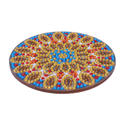 5D DIY Diamond Painting Mandala Wooden Round Coaster Cup Cushion Placemat