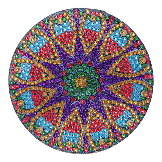 5D DIY Diamond Painting Mandala Wooden Round Coaster Cup Cushion Placemat