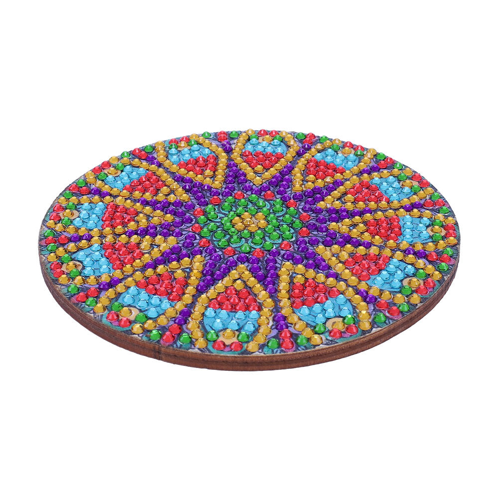 5D DIY Diamond Painting Mandala Wooden Round Coaster Cup Cushion Placemat