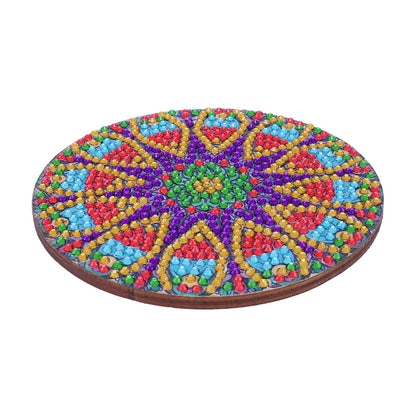 5D DIY Diamond Painting Mandala Wooden Round Coaster Cup Cushion Placemat