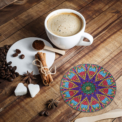 5D DIY Diamond Painting Mandala Wooden Round Coaster Cup Cushion Placemat