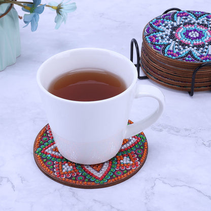 5D DIY Diamond Painting Mandala Wooden Round Coaster Cup Cushion Placemat
