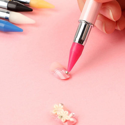 Dual Heads Gem Picking Point Drill Pen Diamond Painting Wax Pencil (Pink)