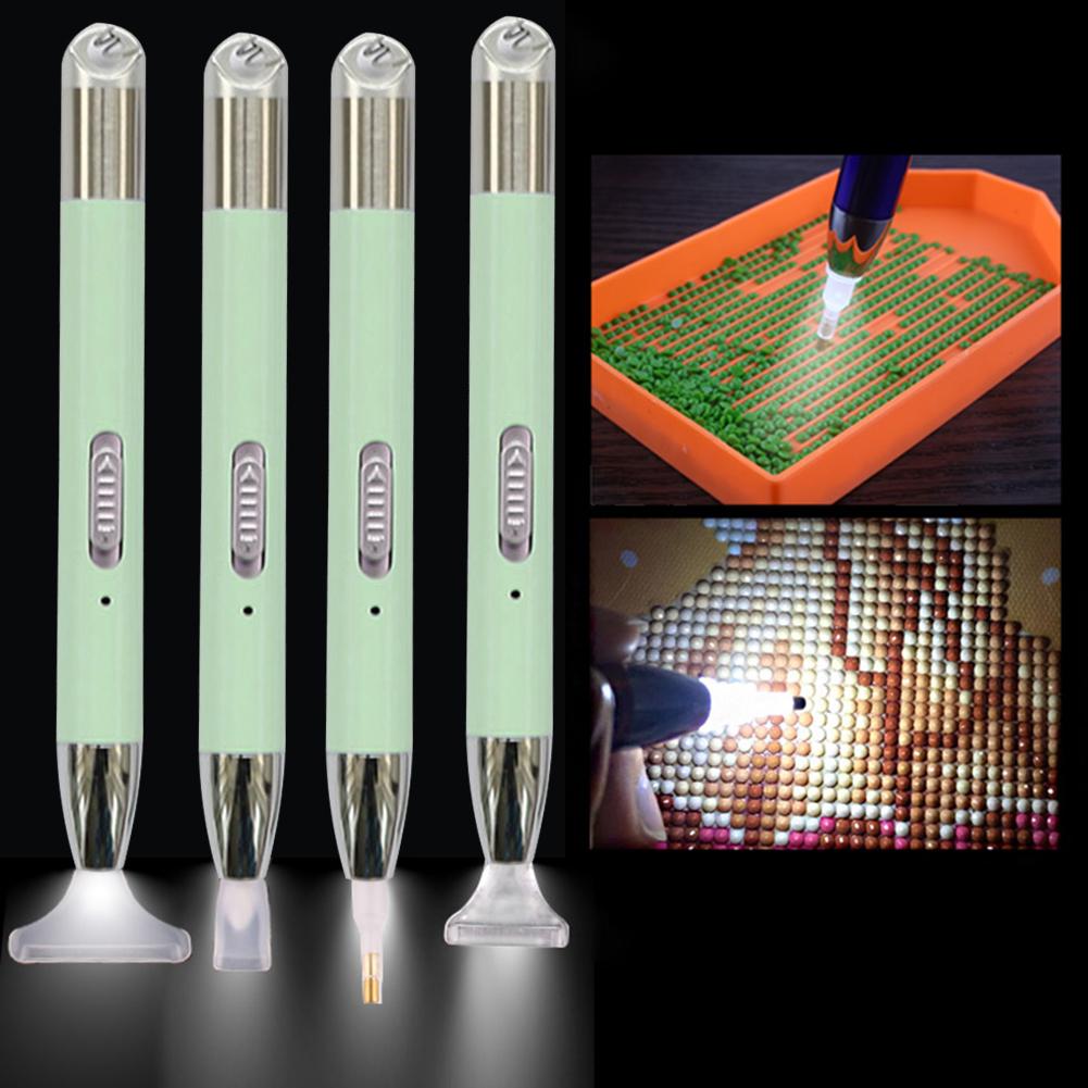 USB Recharge 5D Diamond Painting Embroidery Point Drill Pen Set (Green B)