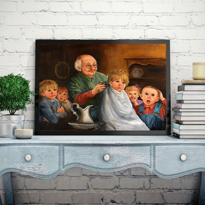 Kid Cutting Hair - Full Round Drill Diamond Painting 40*30CM