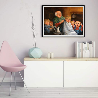 Kid Cutting Hair - Full Round Drill Diamond Painting 40*30CM