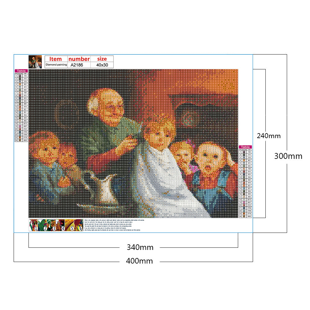 Kid Cutting Hair - Full Round Drill Diamond Painting 40*30CM