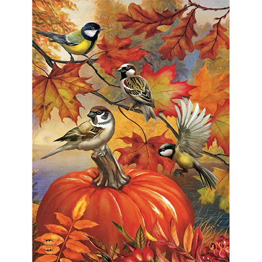 Maple Bird - Full Round Drill Diamond Painting 30*40CM