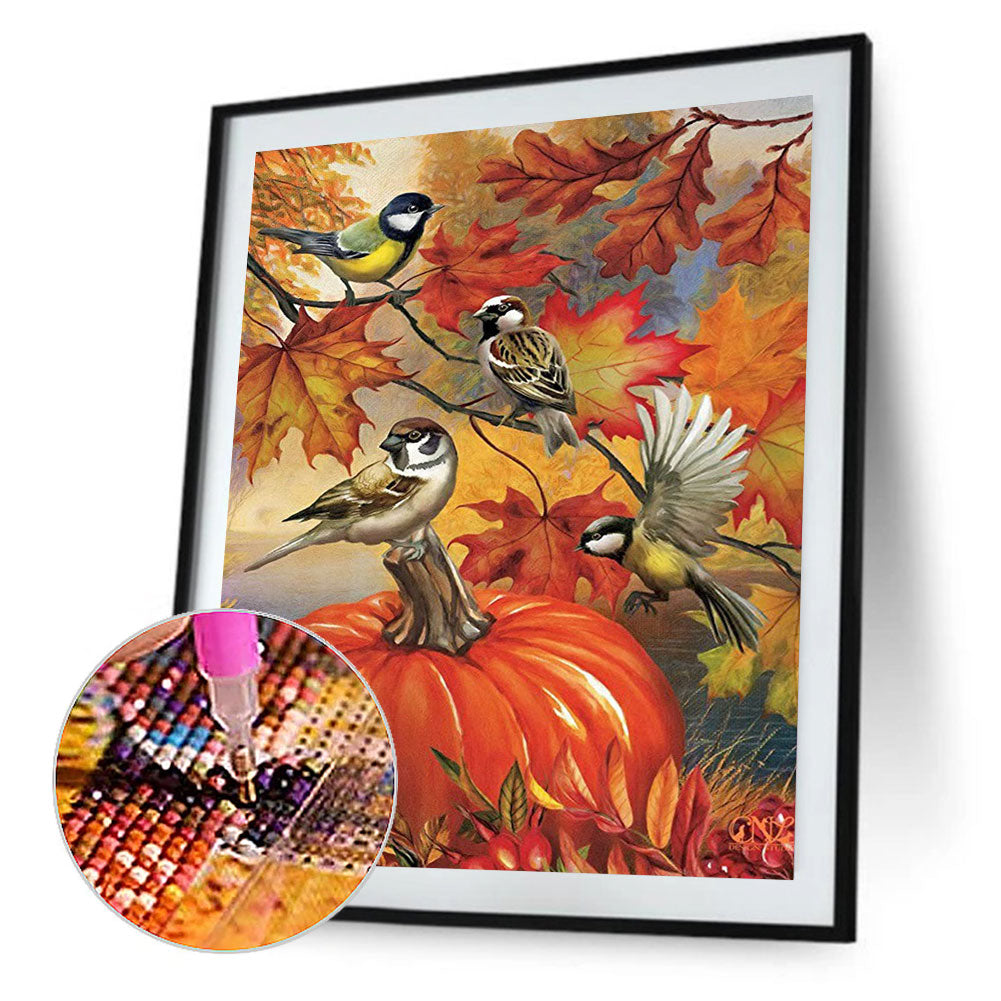 Maple Bird - Full Round Drill Diamond Painting 30*40CM