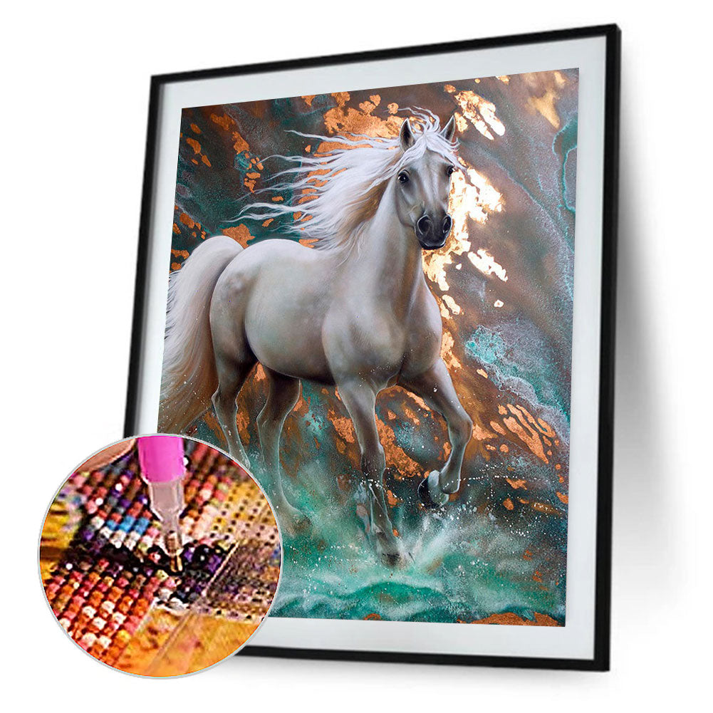 White Horse - Full Round Drill Diamond Painting 30*40CM