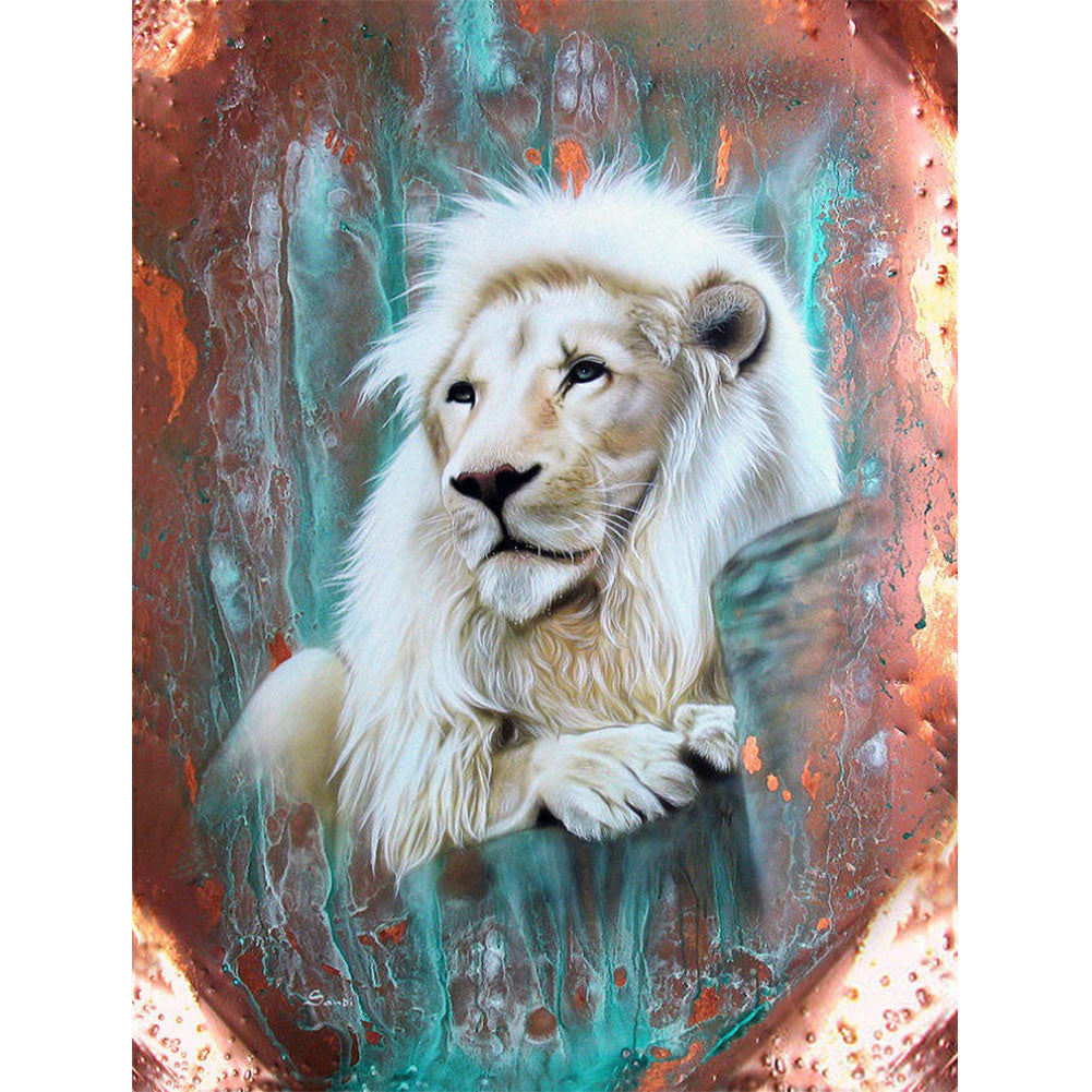 White Lion - Full Round Drill Diamond Painting 30*40CM