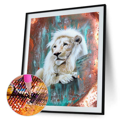 White Lion - Full Round Drill Diamond Painting 30*40CM