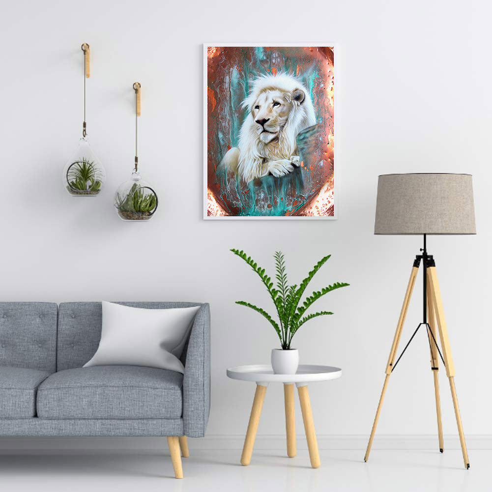 White Lion - Full Round Drill Diamond Painting 30*40CM