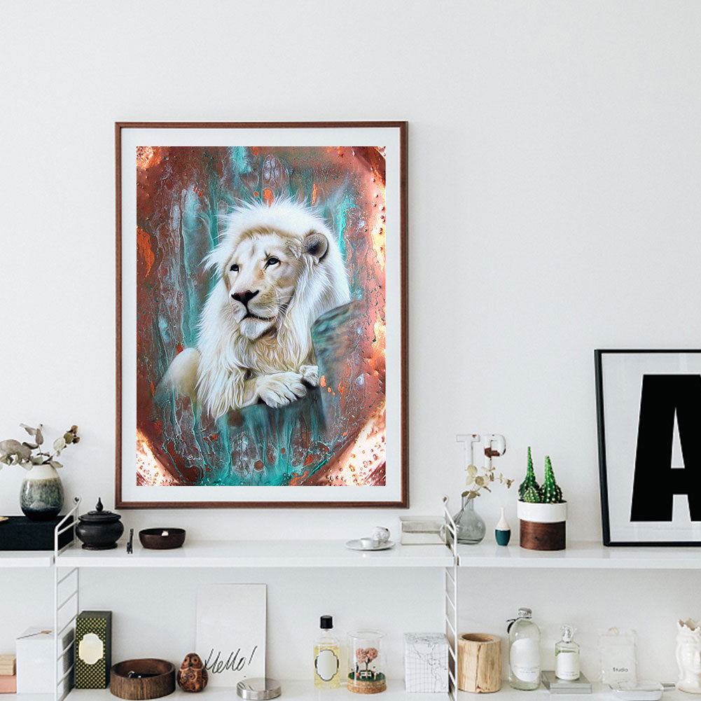 White Lion - Full Round Drill Diamond Painting 30*40CM