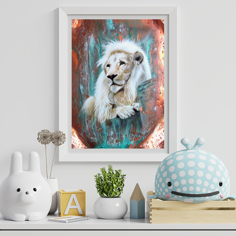 White Lion - Full Round Drill Diamond Painting 30*40CM