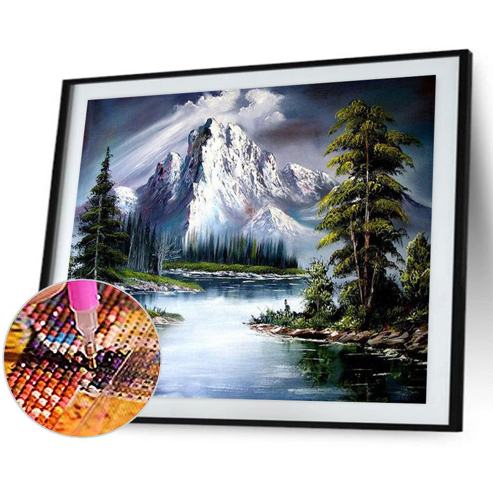 Lake Under Snow Mountain - Full Round Drill Diamond Painting 50*40CM