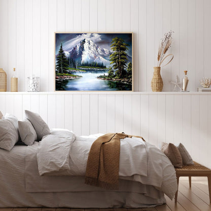 Lake Under Snow Mountain - Full Round Drill Diamond Painting 50*40CM