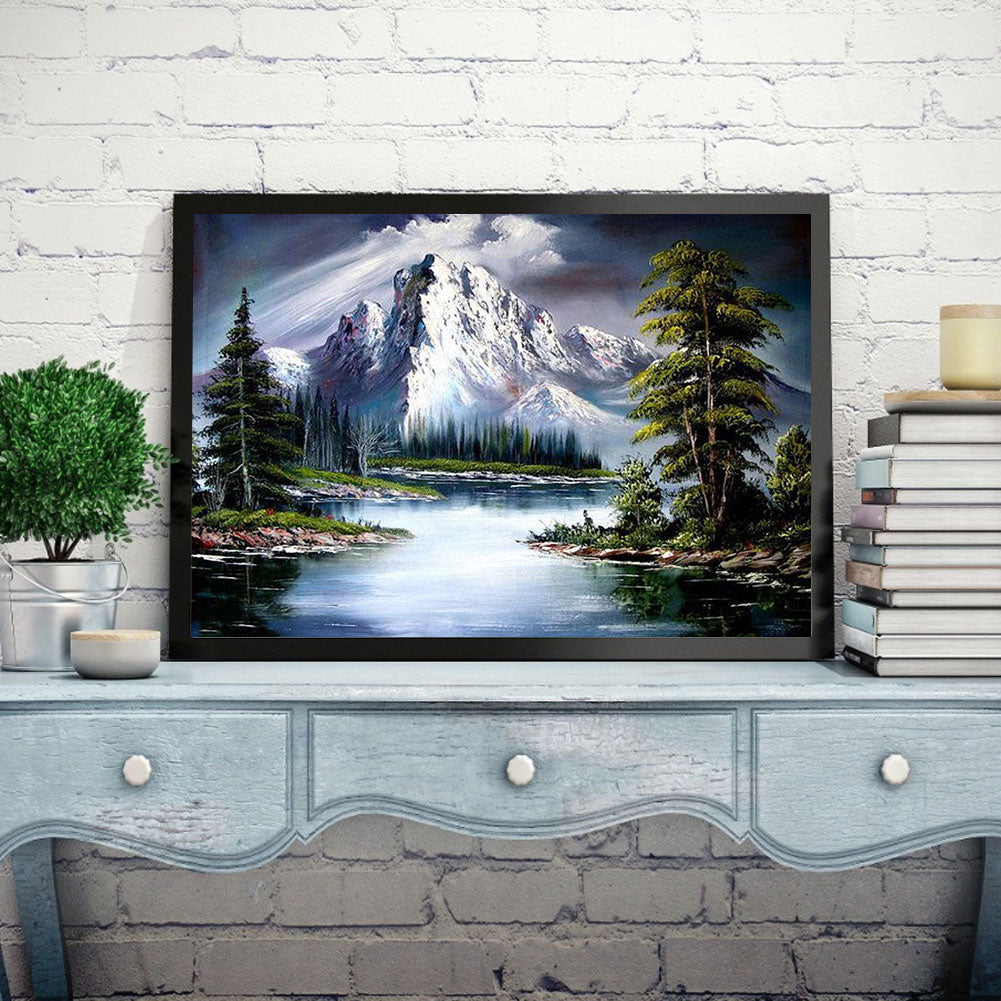 Lake Under Snow Mountain - Full Round Drill Diamond Painting 50*40CM