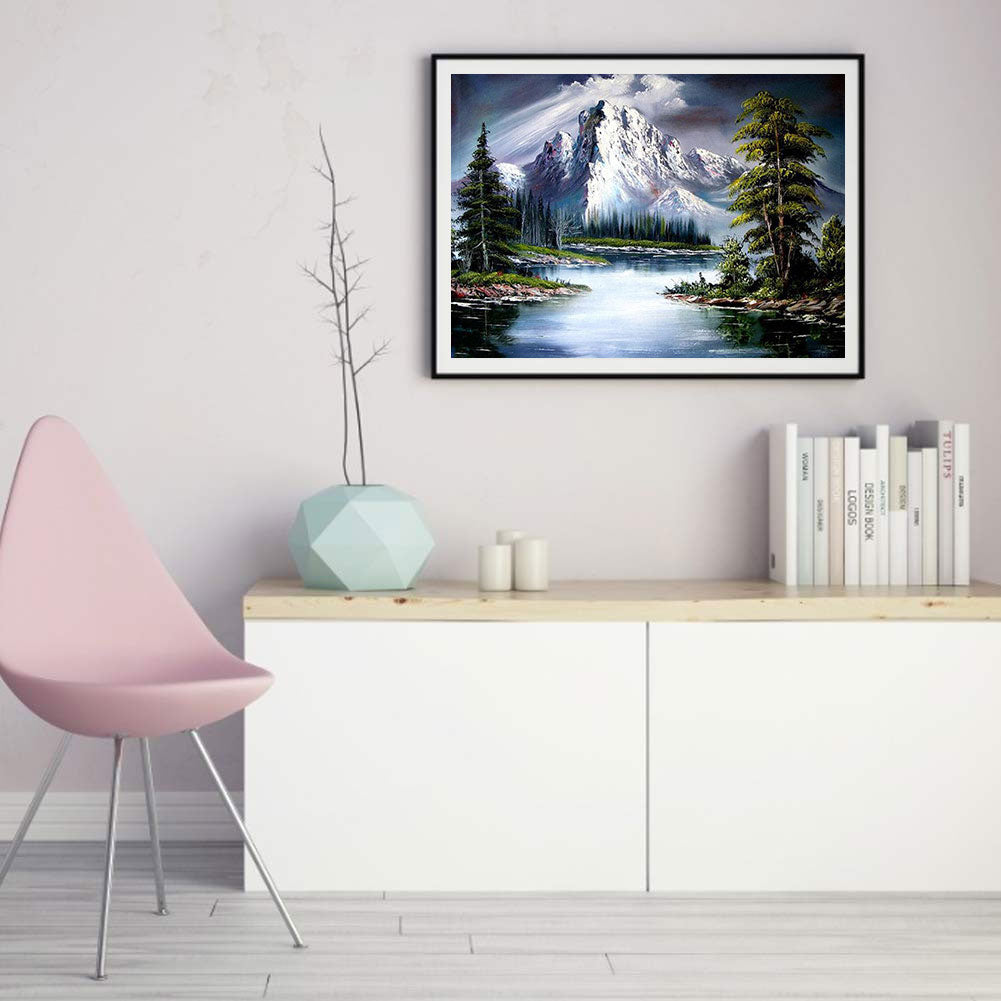 Lake Under Snow Mountain - Full Round Drill Diamond Painting 50*40CM