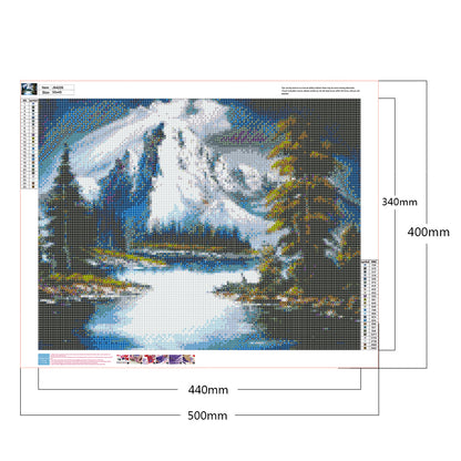 Lake Under Snow Mountain - Full Round Drill Diamond Painting 50*40CM