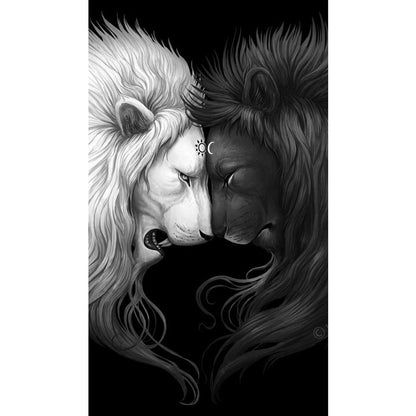 Black And White Lion - Full Round Drill Diamond Painting 40*70CM