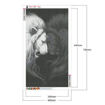 Black And White Lion - Full Round Drill Diamond Painting 40*70CM