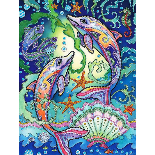 Dolphin - Special Shaped Drill Diamond Paiting 30*40CM