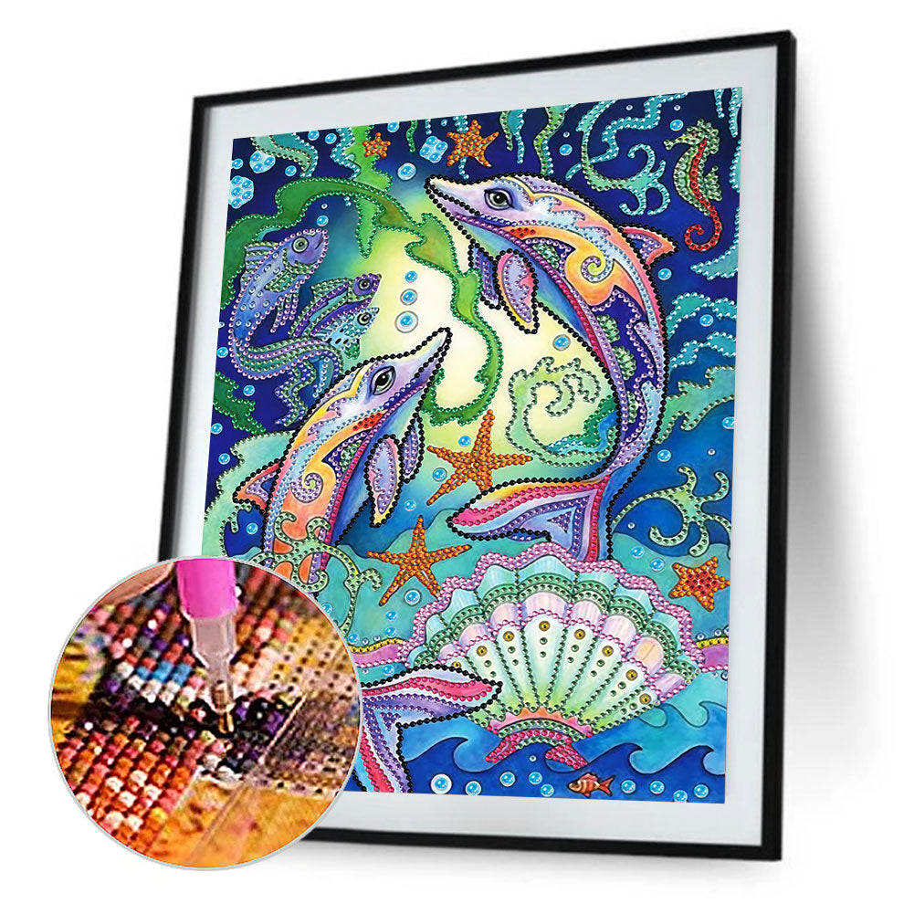 Dolphin - Special Shaped Drill Diamond Paiting 30*40CM