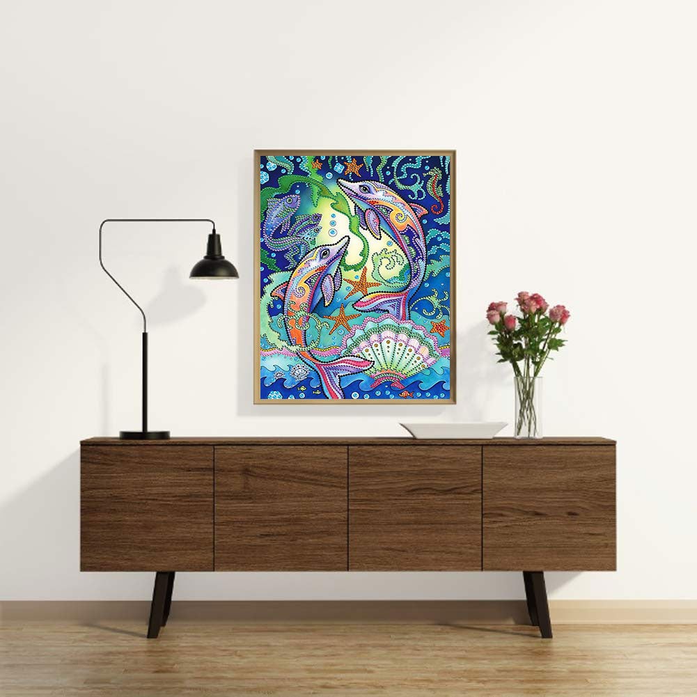 Dolphin - Special Shaped Drill Diamond Paiting 30*40CM