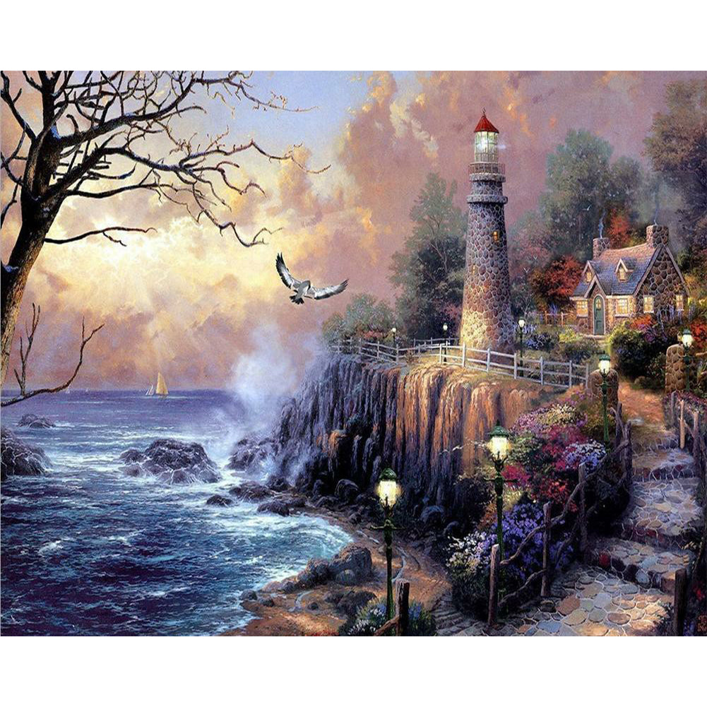 Lighthouse - Full Round Drill Diamond Painting 60*50CM