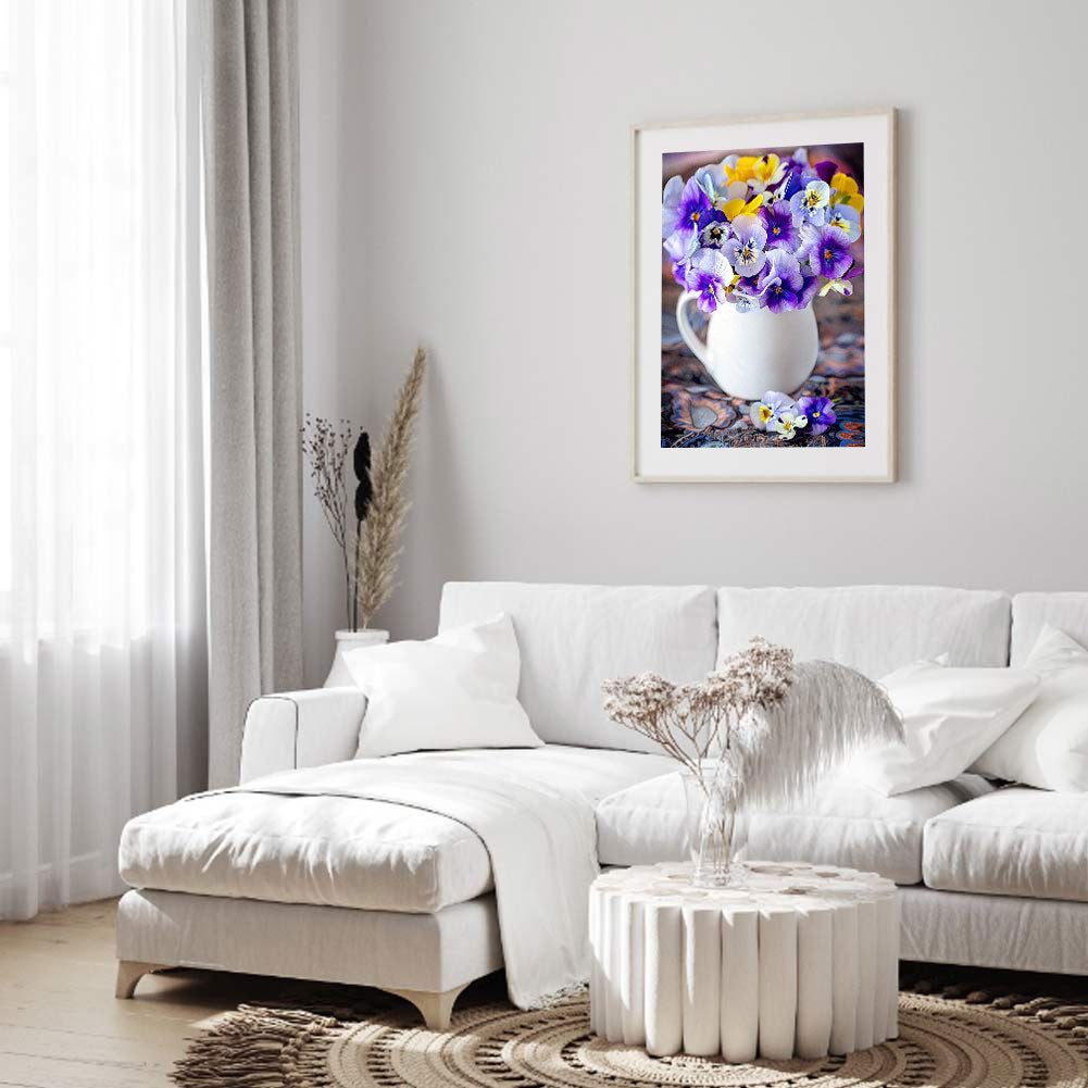 Purple Flower - Full Round Drill Diamond Painting 30*40CM