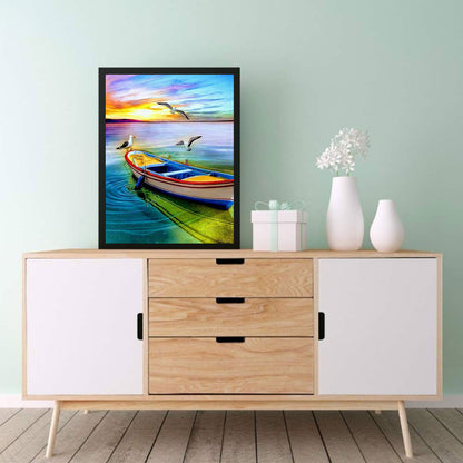 Sunset Boat - Full Round Drill Diamond Painting 30*40CM