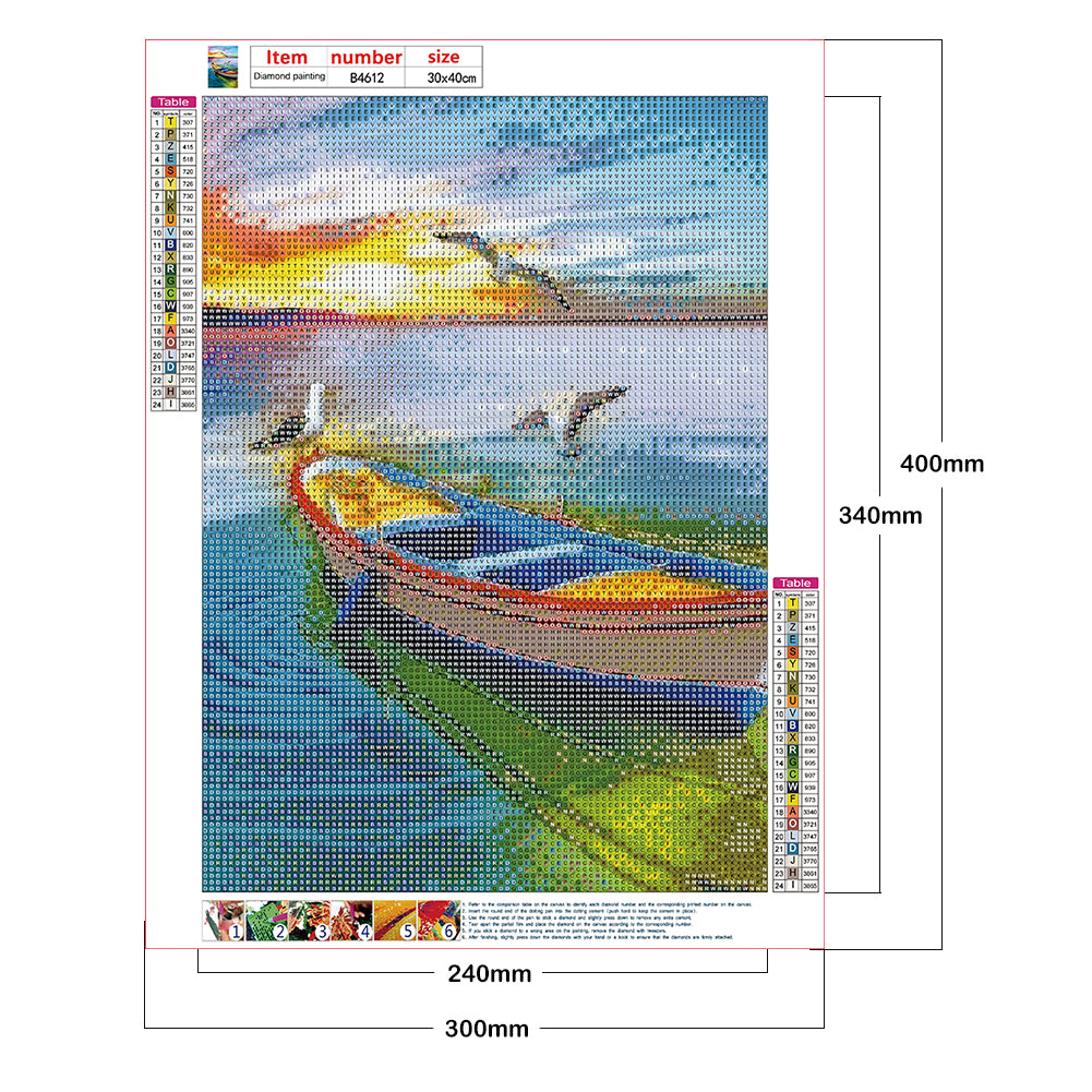 Sunset Boat - Full Round Drill Diamond Painting 30*40CM