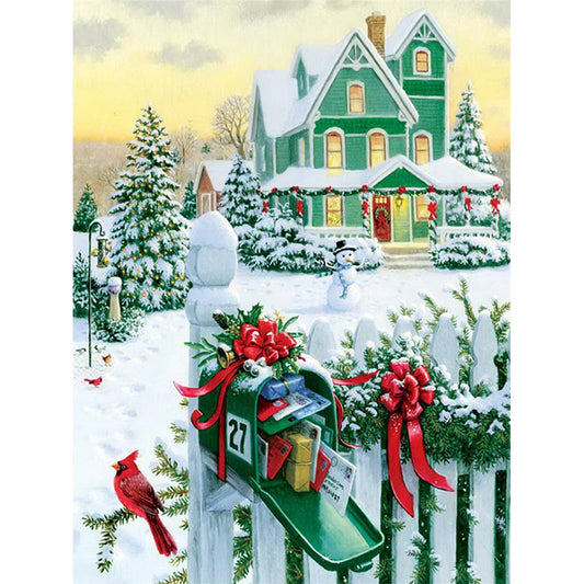 Christmas Snow Scene - Full Square Drill Diamond Painting 30*40CM